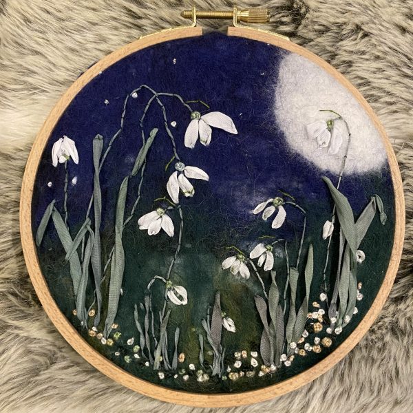 Snowdrops in Moonlight Nuno Felting and Ribbon Embroidery Workshop - March 2025